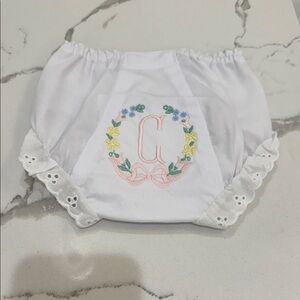 ‘C’ Floral & Bow Monogrammed Bloomers NWOT